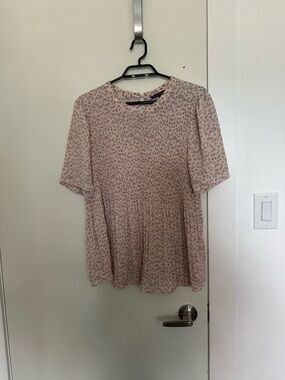 Adrianna Papell Blush Pink Floral Peplum Tunic